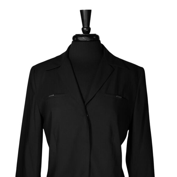 Elie Tahari Women's Jacket Black Wool Stretch Snap Button Work Career Blazer 12 - Picture 6 of 10